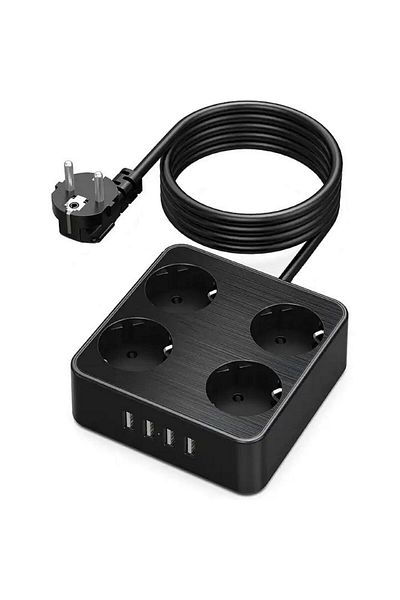INNOVIO Prelungitor INNOVIO® de putere mare 4000W/16A, 4 prize AC, 4 porturi USB, Multiple Protectii