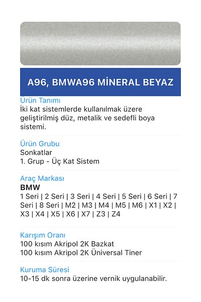 Flea Market Bmw Mineral White - A96 - Professional Scratch Remover Touch-Up Paint 20ml.