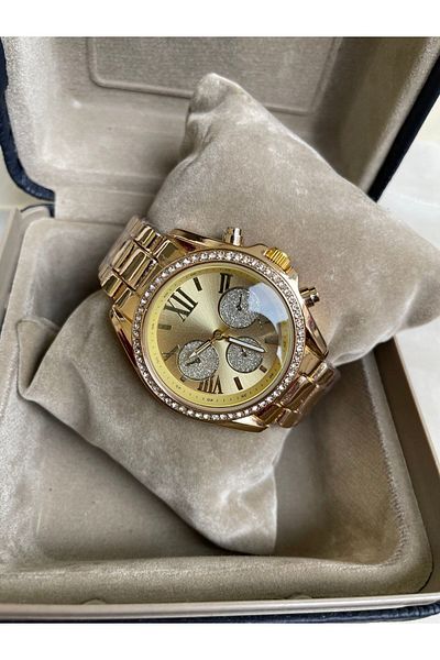 Leerybee Gold Steel Stone Women's Wristwatch