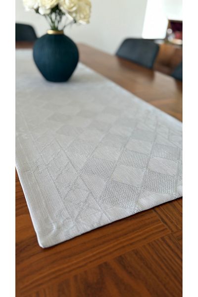 homease Linen Look Jacquard Gray Runner 45X140 cm