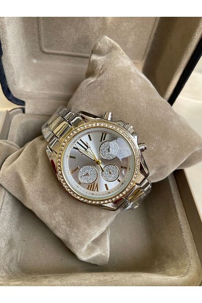 Leerybee Silver Gold Steel Stone Women's Wristwatch