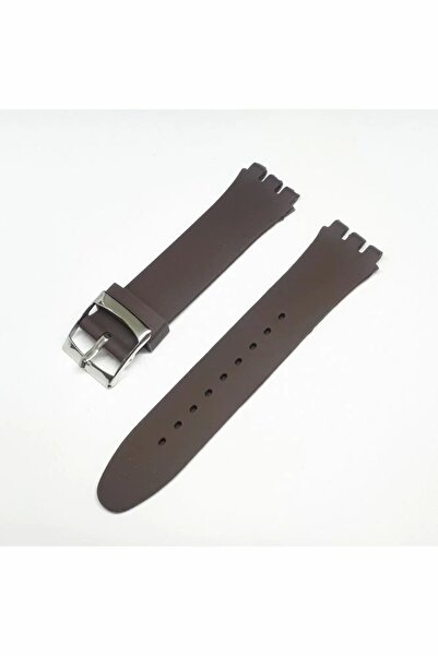 atasaat 17mm Swatch Uyumlu Chrono Model Slikon Saat Kordonu - KAHVE