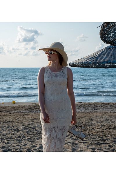 S&A Collectionn Rochie de tricotaj tricotată până la genunchi, cu mâneci zero, cu decolteu rotund, cu model ajurat, căptușită