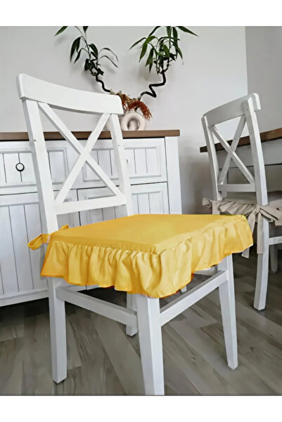 Sister Home Design Sarı Fırfırlı Sıvı & Leke Itici Iskandinav Sandalye Minderi Güneş Sarı