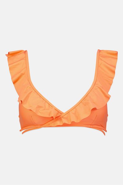 aerie Women Solid Bikini Top, Orange