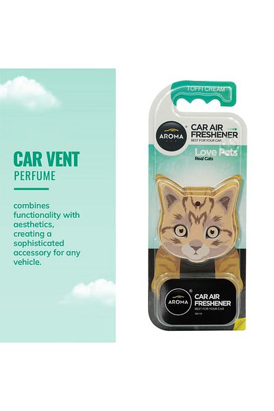 Generic Aroma Love Pets Real Cats Car Air Freshener – Toffi Cream Fragrance, Long Lasting, Clip-on Design