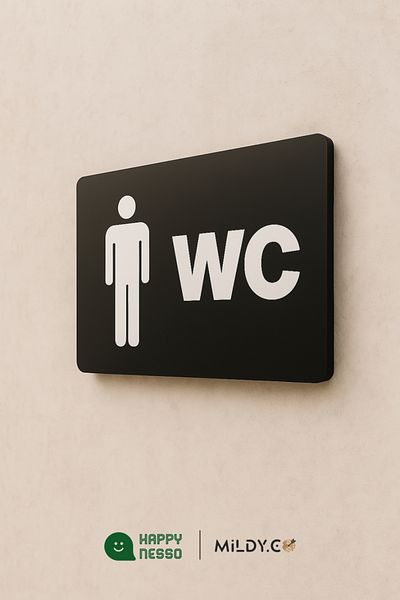 Happynesso لافتة BAY WC من سلسلة WC Diversion مقاس 22 سم × 8 سم