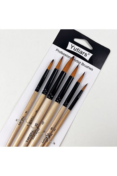 Choice 6pcs Wood Round 24/6pcs Artist Paint Brushes Set Nylon Tips Artist Paint Brushes For Acrylic Oil Wat