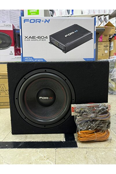 FORX5 Paket 30cm 1200wat 300rms Subwoofer Xae-604 4 Kanallı Oto Anfi Kablo Set