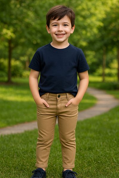 asiltr Straight Cut Cotton Trousers Adjustable Waist