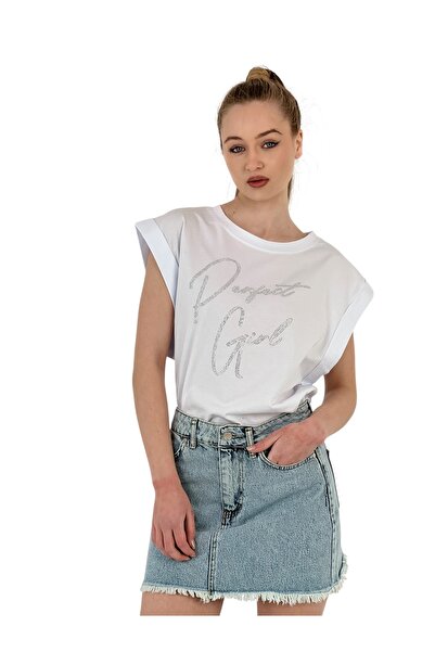 Miss Poem Γυναικείο φαρδύ μανίκι καλοκαιρινό φαρδύ λευκό μπλουζάκι με τύπωμα