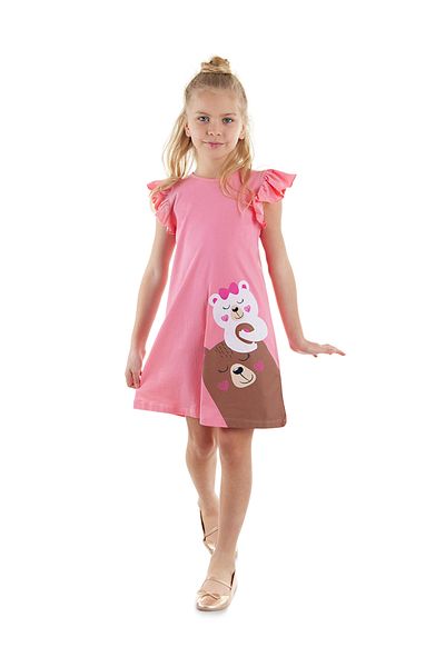 Denokids Ροζ αμάνικο καλοκαιρινό φόρεμα - Κοριτσίστικες αρκούδες