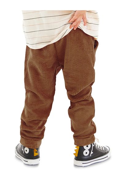 Denokids Boy's Corduroy Mustard Elastic Trousers