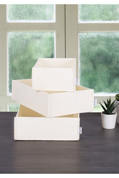 HOMİNG Σετ καλαθιού οργάνωσης 3 τεμαχίων κρέμας πολλαπλών χρήσεων Hmy-6271