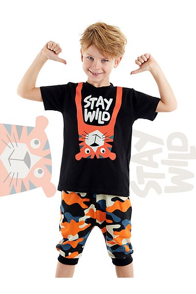 Denokids Stay Wild Summer T-Shirt and Capri Shorts Set for Boy