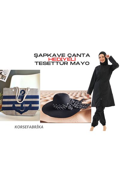 korsefabrika trend mood store Full Closed Jumbo Size Tester Water Thrower Quick Drying Parachute Swimsuit Suit-Hat and Beach Bag