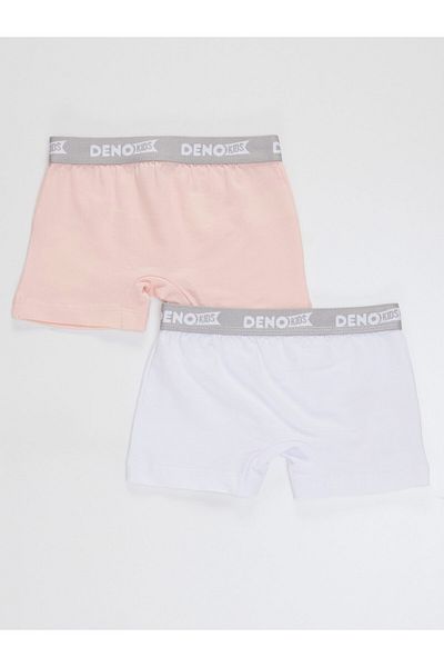 Denokids Girl's Pink-white 2 Pieces Boxer Set