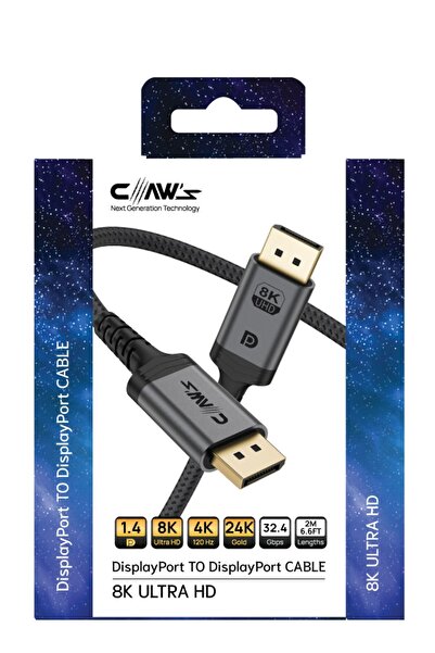 Claws Claw's 8K UHD DisplayPort v1.4 Alüminyum Gövdeli 2 Metre DisplayPort Kablo (C-DPP-B1)