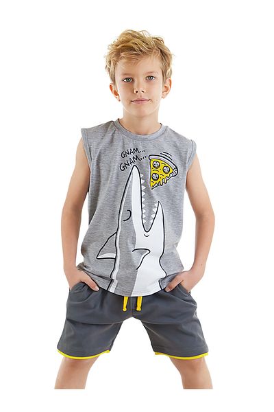 MSHB&G Boy's Pizzeria Shark Summer Sleeveless T-shirt and Shorts Set