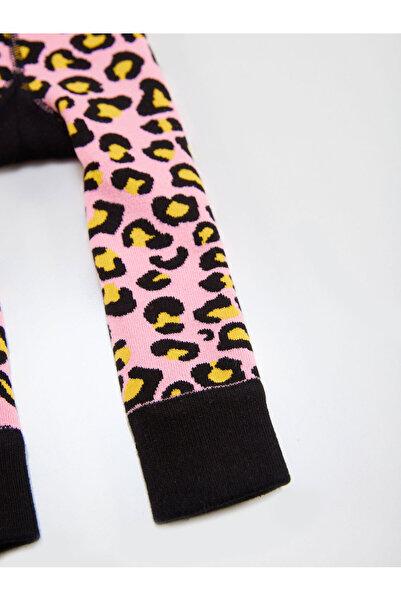 Denokids Leopar Kız Bebek Pembe Tayt-pantolon