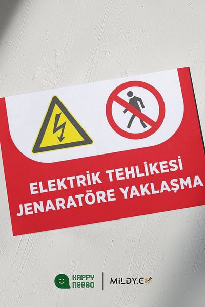 Happynesso "Power Hazard Approaching Generator" Warning Sign 25X35 cm - Forex Foil Printing
