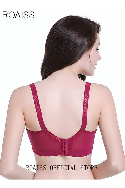 ROAISS Women's Lace Bra Push Up Cotton Daily Underwire Leisure Comfort Breathable Soft Bras Sweet Romantic
