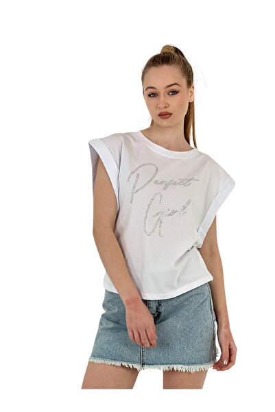 Miss Poem Γυναικείο φαρδύ μανίκι καλοκαιρινό φαρδύ λευκό μπλουζάκι με τύπωμα