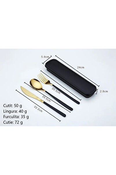 INNOVIO Set tacamuri din inox , 3 piese si cutie de depozitare, Furculita, Cutit, Lingura, Portabil