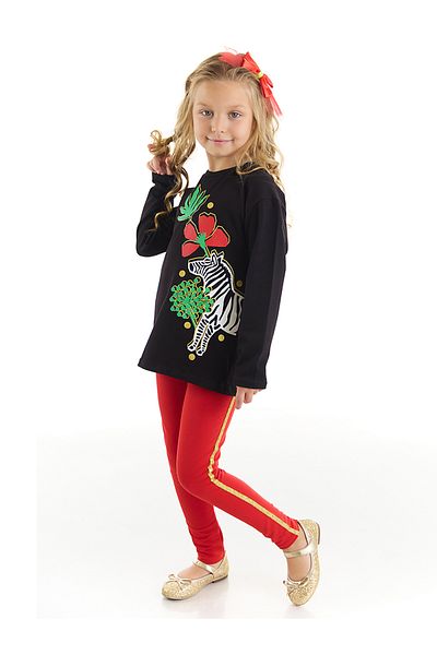 MSHB&G Floral Zebra Girl's T-Shirt Tights Set