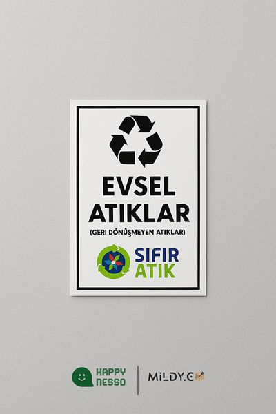 Happynesso Warning Signs Series "Domestic Waste" Sign 30X20 cm |   Foil Print, Ready to Mount