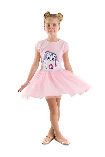 Denokids Γατάκι Μονόκερος Κοριτσίστικο Τούλι Ροζ Φόρεμα