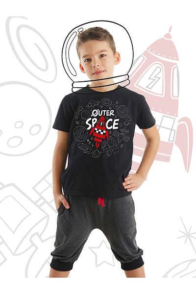 MSHB&G Boy's Space Rocket Summer T-shirt and Capri Shorts Set
