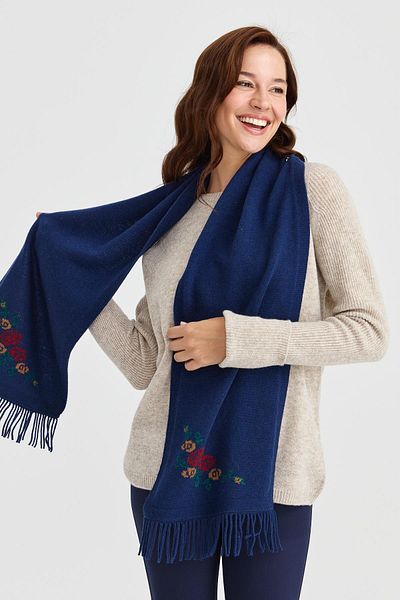 Desen Triko Tricotaj de damă Selvage Floral Lână Camisole Indigo