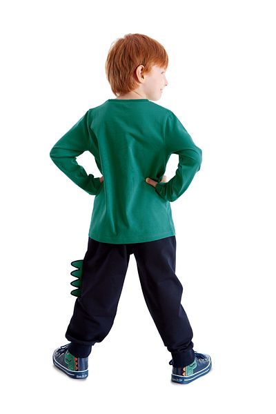 Denokids Boy's Winter Dino T-shirt and Trousers Set - Serrated
