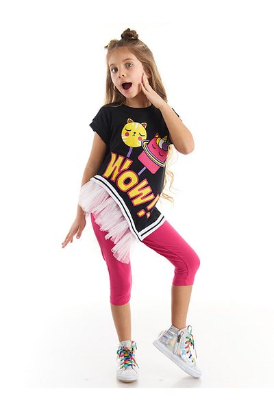 MSHB&G Wow Tulle Girl's T-shirt Pink Tights Set
