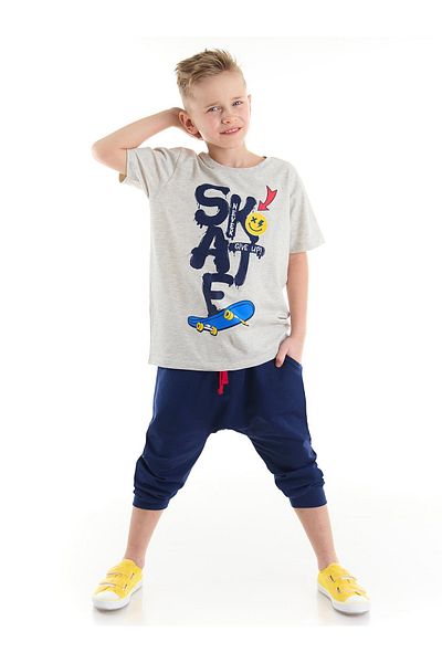 MSHB&G Blue Skateboard Boy T-shirt Capri Shorts Set