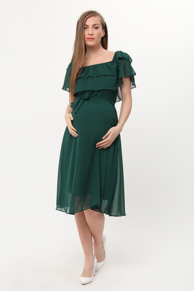 MACFLY Ruffle Collar Chiffon Dress
