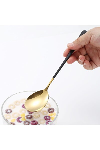 INNOVIO Set de tacamuri din inox INNOVIO, 16 piese, Inox de calitate superioara 18/10 304, Negru-Auriu