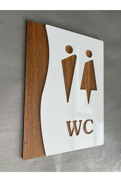 Yönline لوحة توجيه Wc عملية مع شريط لاصق ذاتي اللصق من سلسلة MDF باللون الأبيض اللؤلؤي مقاس 15 × 20 سم