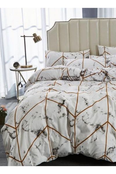LUNA HOME King Size Bedding Set Of 6 Pieces, Marble Design 220x240cm.