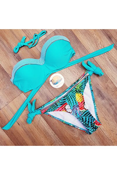 Plaja biz Two-piece swimsuit with exotic print and push-up bra Bodrum Blue