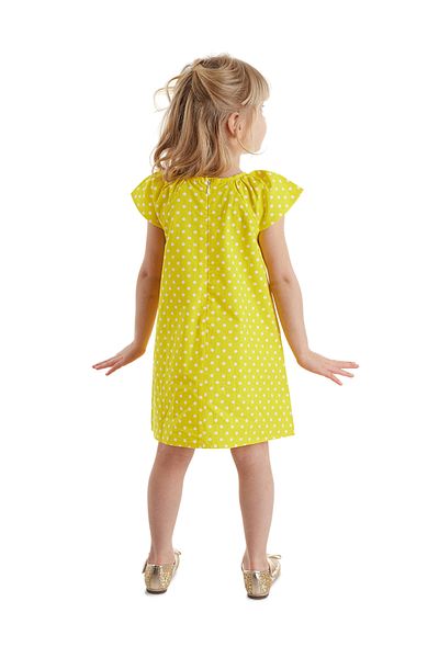 Denokids Κίτρινο πουά καλοκαιρινό φόρεμα για κορίτσια
