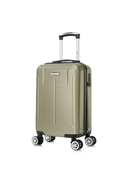 Quasar & Co. Smart Cabin Trolley, 55x37x20cm, Hand Luggage Trolley, Cabin Suitcase, 4 Double Wheels, Lock, ABS, Champagne