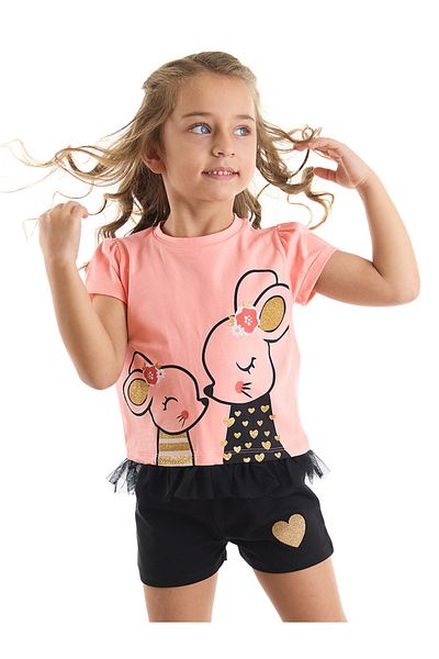 Denokids Комплект тениска и къси панталони за момиче Cute Mouse
