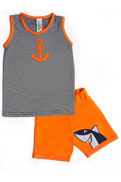 Denokids Set pantaloni scurți tricou Capa pentru băiat portocaliu