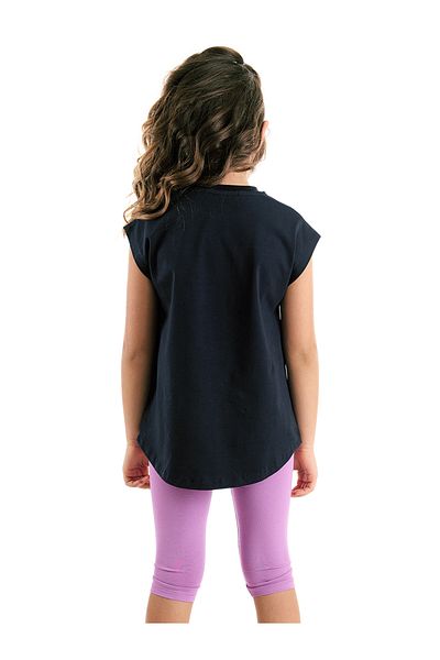 MSHB&G Lilac Summer T-shirt and Leggings Set for Girl - With Cat