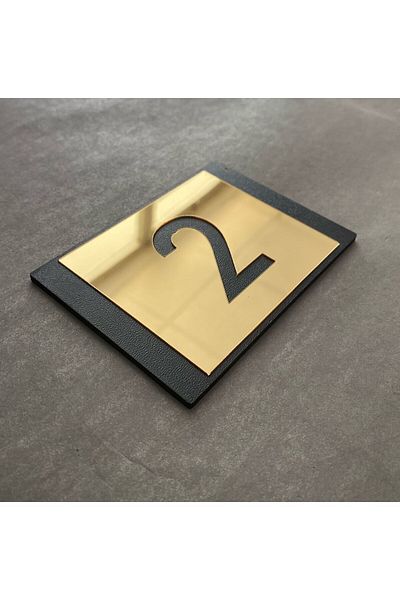 Yönline Lux Gold Mirrored Mdf Series Indoor Apartment Door Number