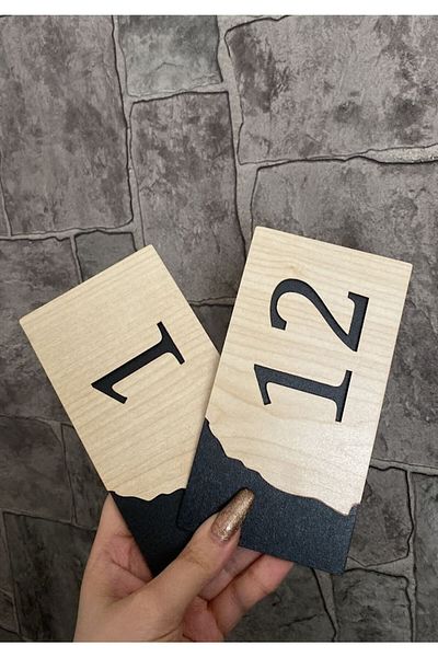 Yönline 12 قطعة من أرقام أبواب MDF ذاتية اللصق من سلسلة Oak Series بين 1-12