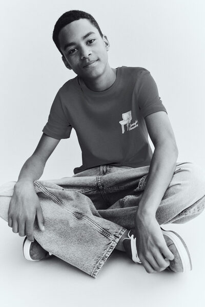 H&M Baskı Motifli ve Pamuklu Tişört