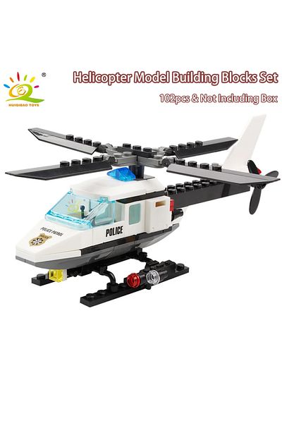 Choice No Box Huiqibao 102pcs City Police Helicopter Model Building Blocks Set With 1 Figure Bricks Educati